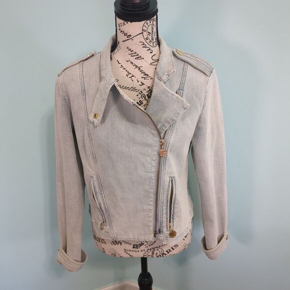 Jackets & Blazers - emily mccarthy moto jacket denim xxs